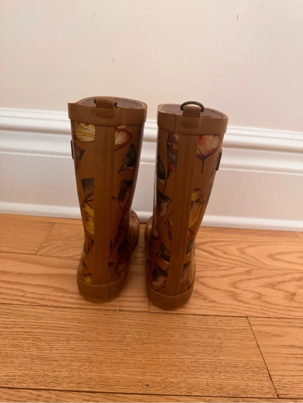 Bisgaard barefoot kids floral tan rain boots